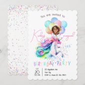 Magical Unicorn Birthday Party Invitation Kaart (Voorkant / Achterkant)