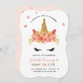 Magical Unicorn Birthday Party Invitation Kaart (Voorkant / Achterkant)