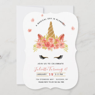 Magical Unicorn Birthday Party Invitation Kaart