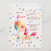 Magical Unicorn Birthday Party Invitation Kaart (Voorkant / Achterkant)