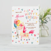 Magical Unicorn Birthday Party Invitation Kaart (Staand voorkant)