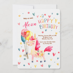 Magical Unicorn Birthday Party Invitation Kaart