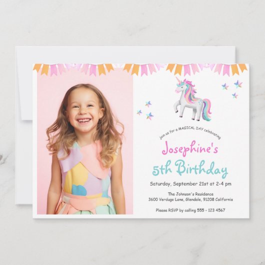 Magical Unicorn Birthday Party Kaart (Voorkant)