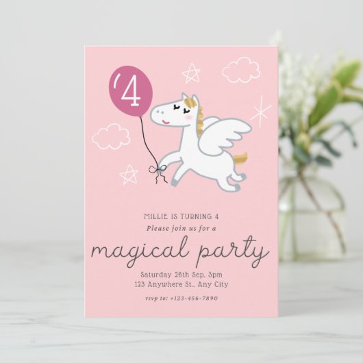 Magical Unicorn Birthday Party Kaart (Staand voorkant)
