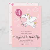 Magical Unicorn Birthday Party Kaart (Voorkant / Achterkant)