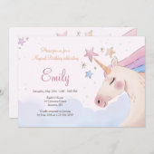 Magical Unicorn Birthday Party Kaart (Voorkant / Achterkant)