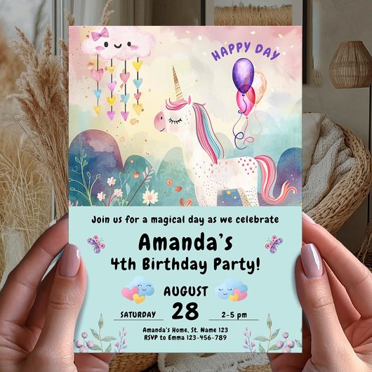 Magical Unicorn Birthday Party Kaart