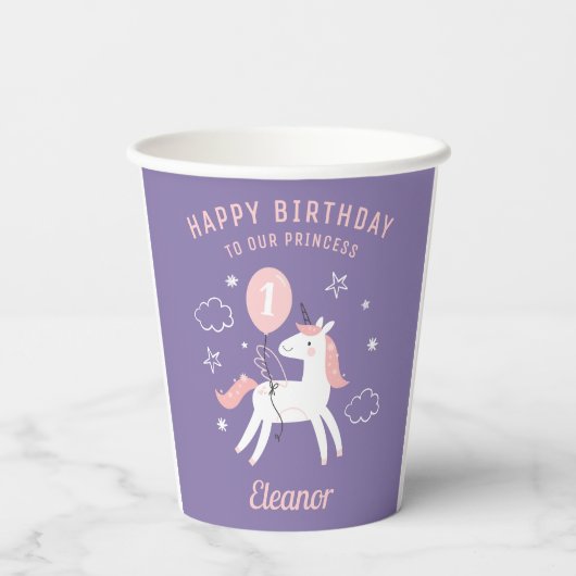 Magical Unicorn Birthday Party Papieren Bekers (Achterkant)
