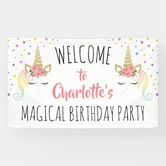 Magical Unicorn Birthday Party Spandoek (Horizontaal)