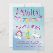 Magical Unicorn Birthday Party Vier jaar oud Kaart (Voorkant)
