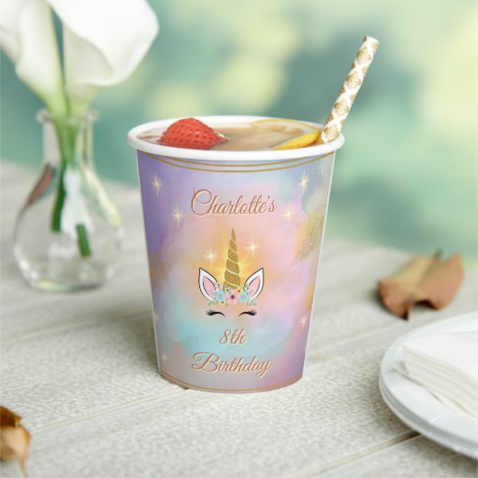 Magical Unicorn Birthday Personalized Papieren Bekers (Insitu)