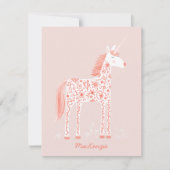 Magical Unicorn Blush Pink Personalized Name Notitiekaartje (Voorkant)
