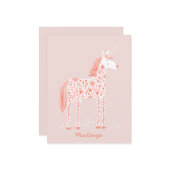 Magical Unicorn Blush Pink Personalized Name Notitiekaartje (Voorkant / Achterkant in situ)