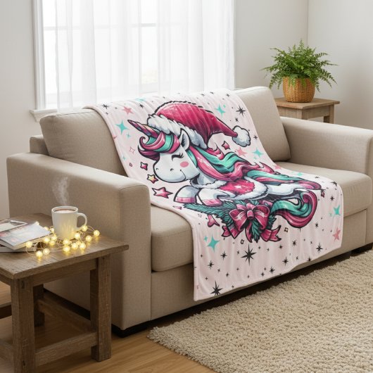 Magical Unicorn Christmas Blanket Fleece Deken