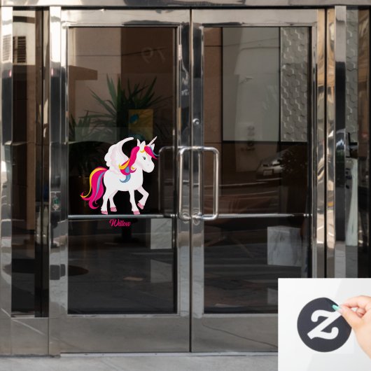 Magical Unicorn Custom Name of Text Raamsticker (Kantoordeur)