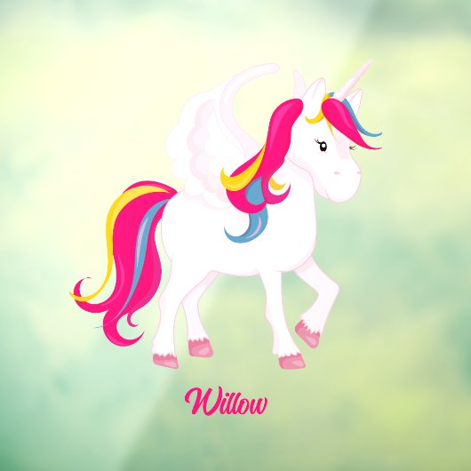 Magical Unicorn Custom Name of Text Raamsticker (Vel 3)