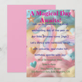 Magical Unicorn Dream Birthday Invitation  Kaart (Voorkant / Achterkant)