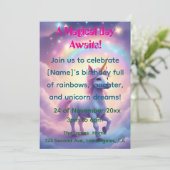 Magical Unicorn Dream Birthday Invitation Kaart (Staand voorkant)