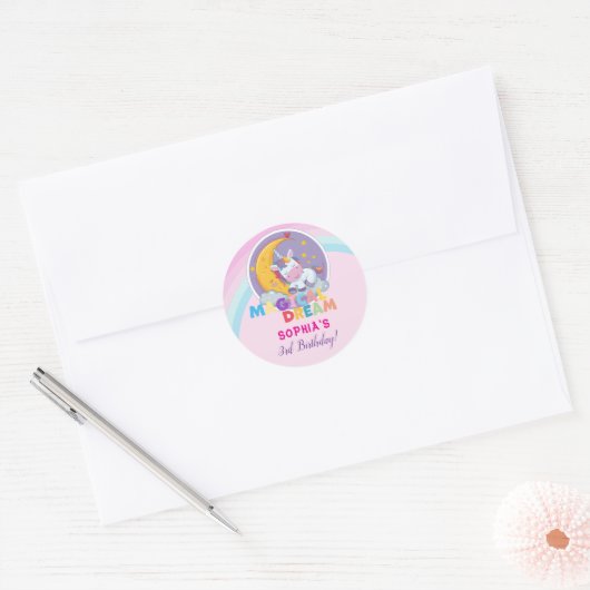 Magical Unicorn Dream Invitation Ronde Sticker (Envelop)
