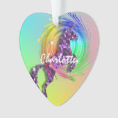 Magical Unicorn Editable Name Cute Girly Ornament (voorkant)
