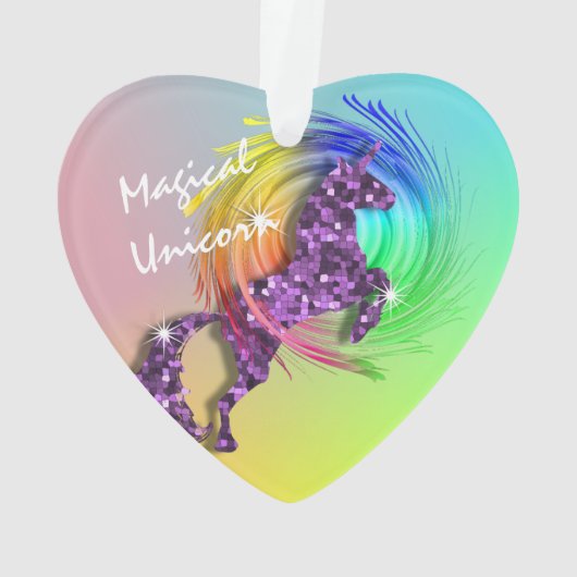 Magical Unicorn Editable Name Cute Girly Ornament (achterkant)