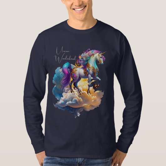 Magical Unicorn Fantasy clouds romance birthday  T-shirt (Voorkant)