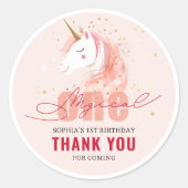 Magical Unicorn First Birthday Ronde Sticker (Voorkant)