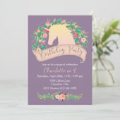 Magical Unicorn Floral Birthday Party Kaart (Staand voorkant)