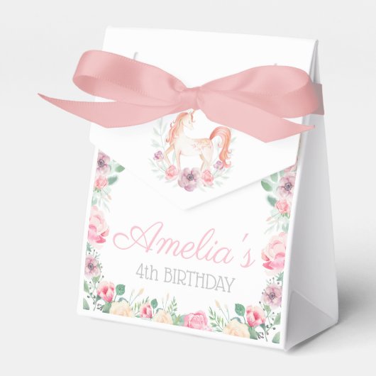 Magical Unicorn Flower Birthday Bedankdoosjes (Voorkant Zijde)