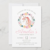 Magical Unicorn Flower Birthday party Kaart (Voorkant)