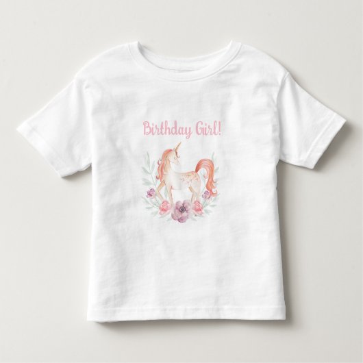 Magical Unicorn Flower wreate Birthday party Kinder Shirts (Voorkant)