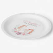 Magical Unicorn Flower wreate Birthday party Papieren Bordje (Gekanteld)