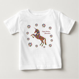 Magical Unicorn Flowers Birthday personaliseer Whi