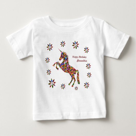 Magical Unicorn Flowers Birthday personaliseer Whi (Voorkant)