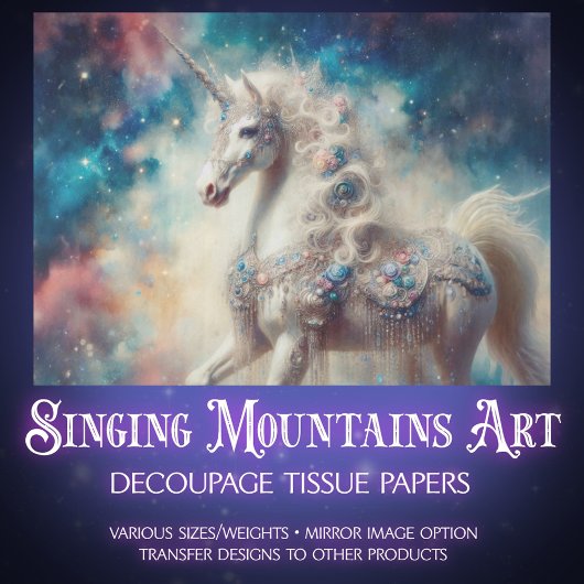 Magical Unicorn Galaxy Fantasy Art Decoupage  Tissuepapier