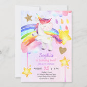 Magical Unicorn Girl Birthday Party Kaart (Voorkant)