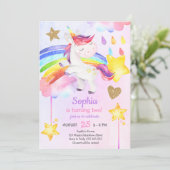 Magical Unicorn Girl Birthday Party Kaart (Staand voorkant)