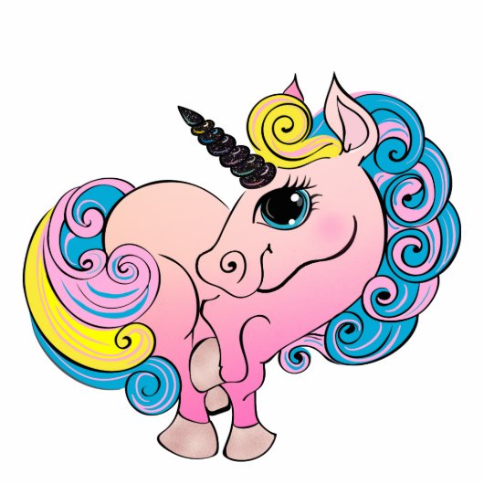 Magical Unicorn Girly Cute Pink Fantasy Horse Staand Fotobeeldje (Voorkant)