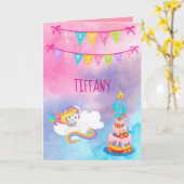 Magical Unicorn Happy 9th Kaart (Gele Bloem)