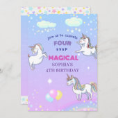 Magical Unicorn Invitation Kaart (Voorkant / Achterkant)