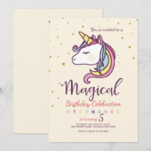 Magical Unicorn Invitation Kaart (Voorkant / Achterkant)