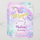 Magical Unicorn Invitation Kaart (Voorkant / Achterkant)