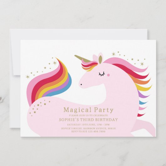 Magical Unicorn Invitation Kaart (Voorkant)