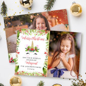 Magical Unicorn KerstHolly Berries 2 Foto Feestdagenkaart