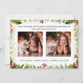 Magical Unicorn KerstHolly Berries 3 Foto Feestdagenkaart (Achterkant)