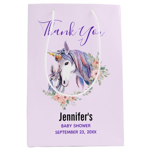 Magical Unicorn Mam & Baby Baby shower Medium Cadeauzakje (Voorkant)