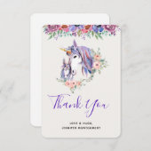 Magical Unicorn Mam & Baby Waterverf Dank je Bedankkaart (Voorkant / Achterkant)