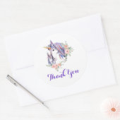 Magical Unicorn Mam & Baby Waterverf Dank je Ronde Sticker (Envelop)