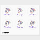 Magical Unicorn Mam & Baby Waterverf Dank je Ronde Sticker (Vel)