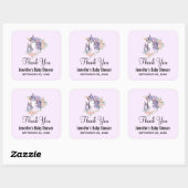 Magical Unicorn Mam & Baby Waterverf Dank je Vierkante Sticker (Vel)